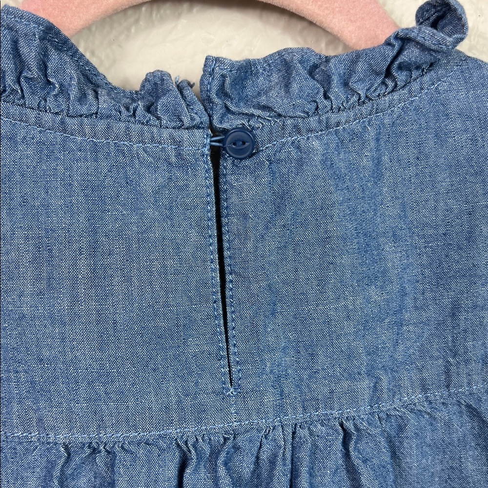 J. Crew Chambray Ruffle Neckline Short Ruffle Sleeve Top XXS - Picture 7 of 7